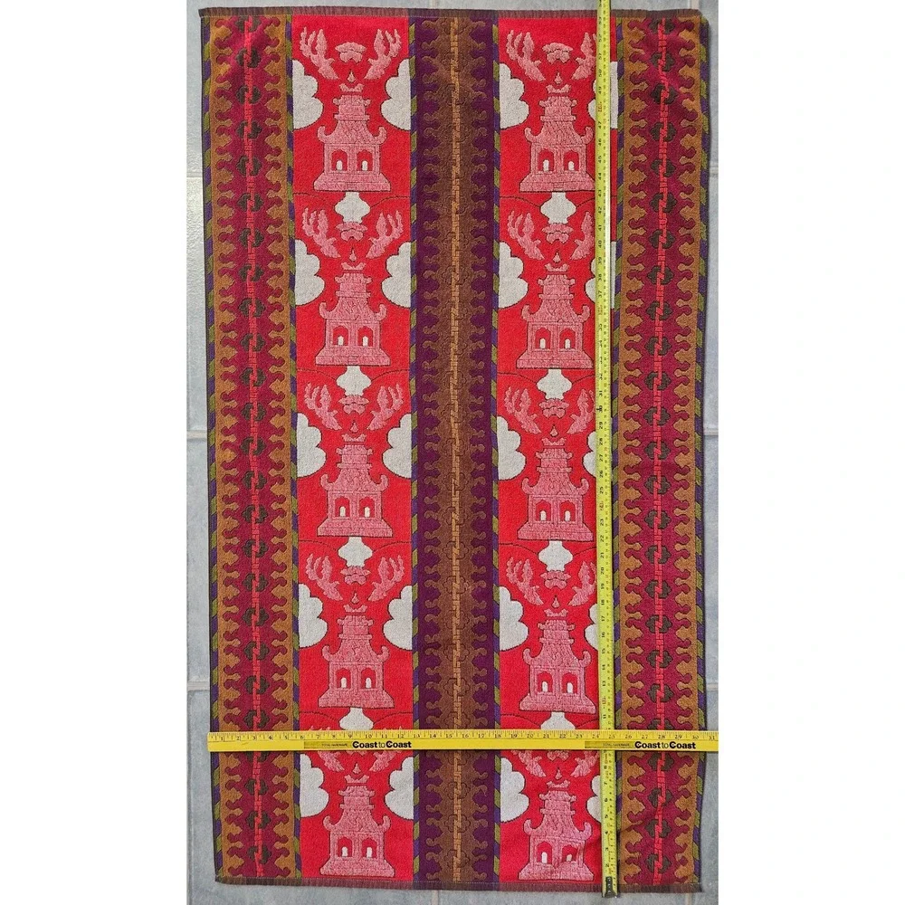 Vintage Royal Terry International Pagoda Dragon Beach Towel Red Cotton Brazil
